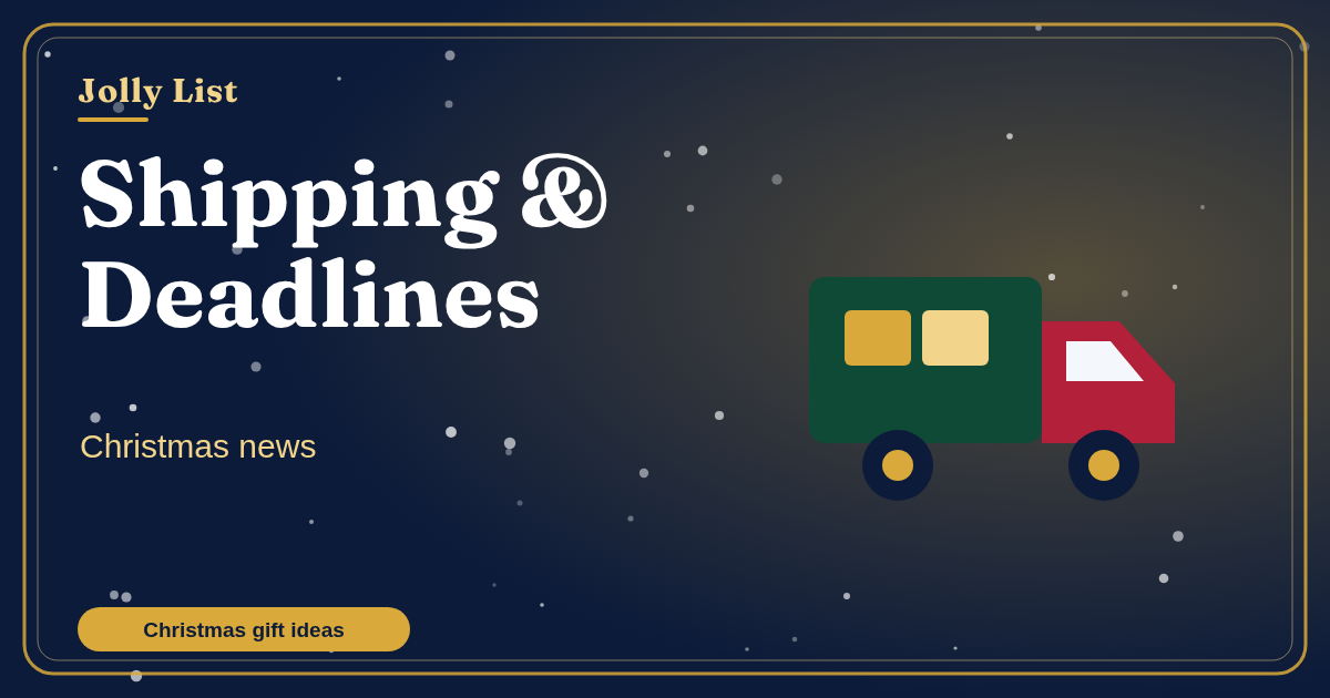 Calendar-style graphic for the 2026 Christmas shipping deadlines from USPS, UPS and FedEx
